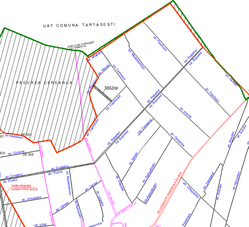 Sabareni, teren vecin cu padurea Sabareni (zona activitati recreative)